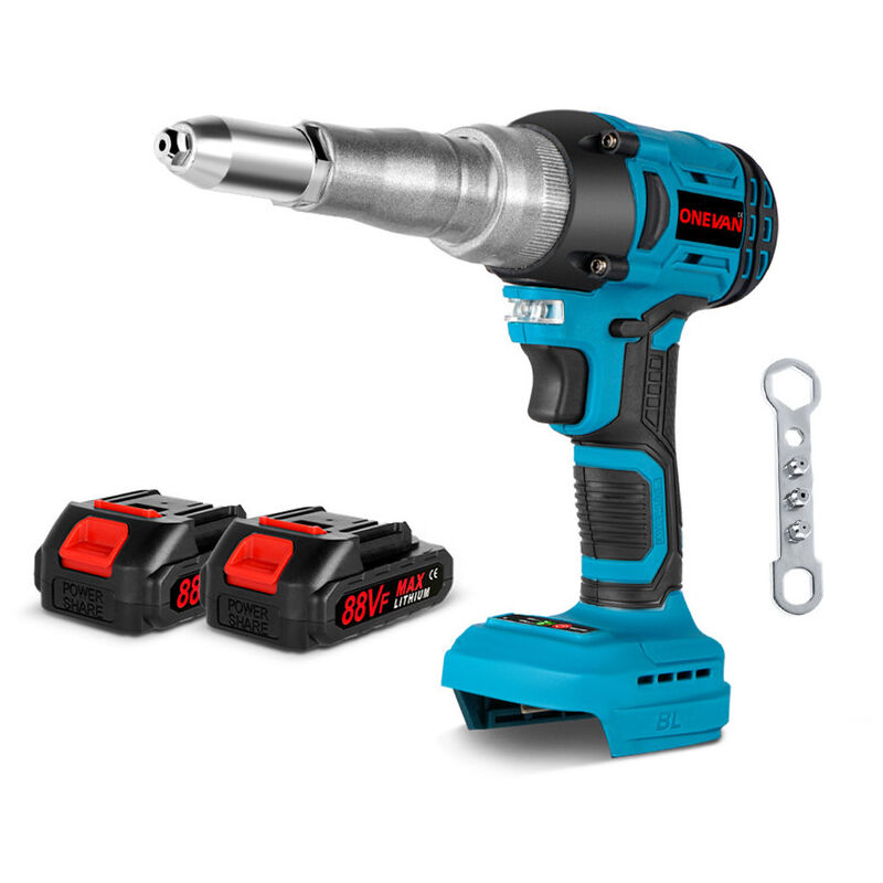 foto del prodotto onevan rivettatrice elettrica portatile senza spazzole 2,4 5,0 mm cordless rivet nut gun drill insert automatic riveting tool set con 2 batterie