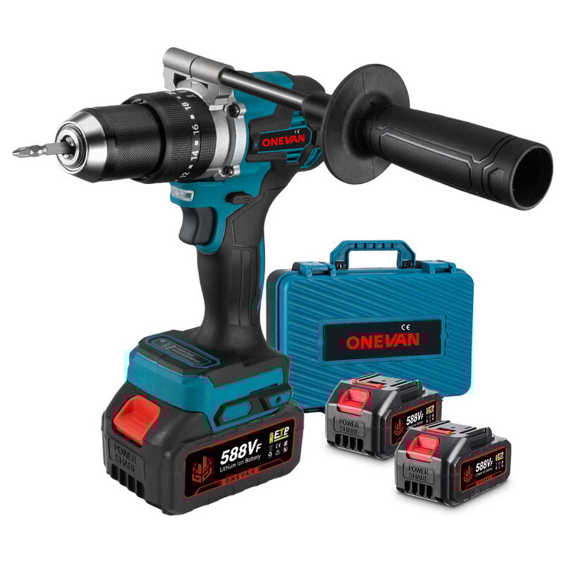 foto del prodotto onevan trapano a percussione 20 marce 4600rpm con 2 batteria caricabatterie