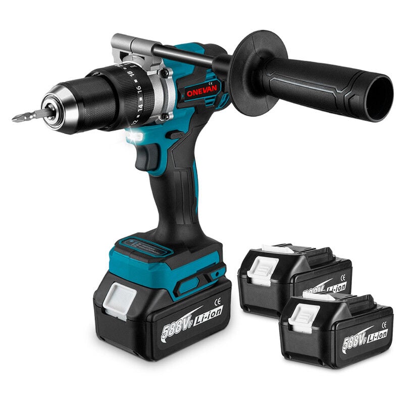 foto del prodotto onevan trapano avvitatore a percussione a batteria da 18 v, percussione da 140 nm, 20 impostazioni di coppia a velocit regolabile, con 2 batterie