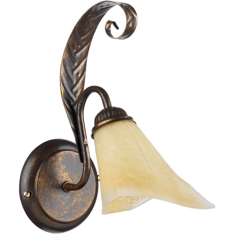 foto del prodotto onli 4230 ap applique in metallo marrone spennellato oro e vetro ambra