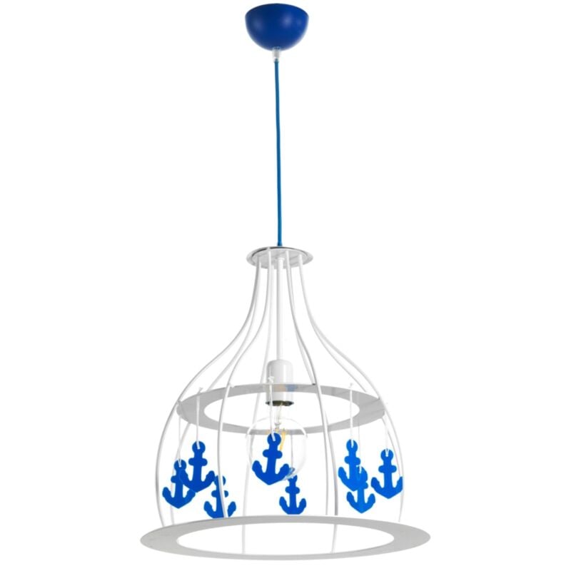 foto del prodotto onli lampada a sospensione in metallo con ancore blu in plastica, bianco