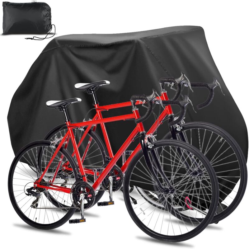 foto del prodotto onlyesh copribici da esterno, copribici da esterno oxford 210d, protezione per 2 biciclette, copribici da esterno con chiusura a foro e borsa di
