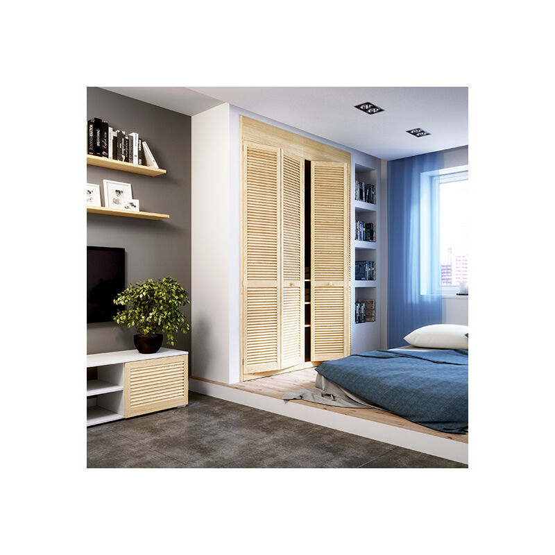 foto del prodotto onlywood ante per armadio a muro a persiana 610 x 2050 mm in legno naturale