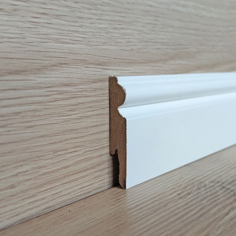 foto del prodotto onlywood battiscopa mdf bianco ducale eve 14 x 75 mm asta da 2,4 m verniciabile conf. 24 ml