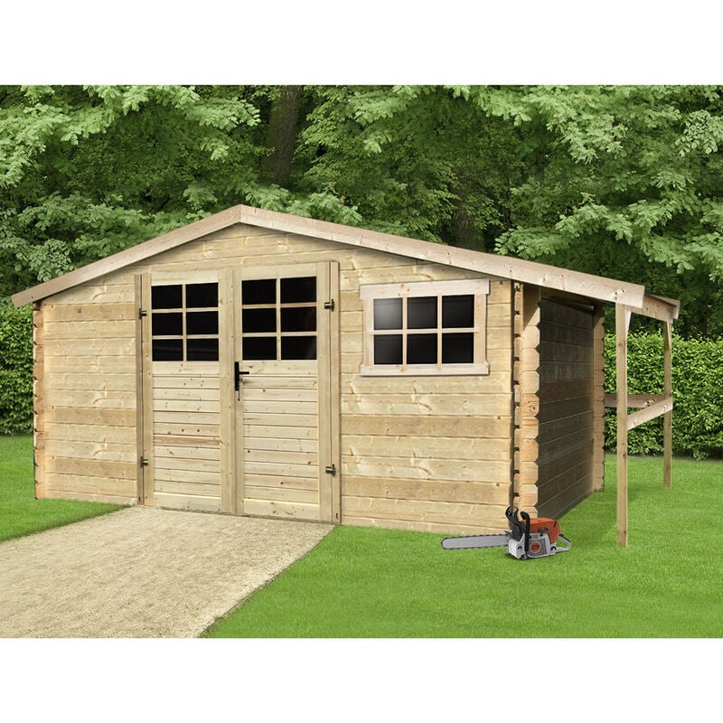 foto del prodotto onlywood casetta in legno da giardino sat 464 x 301 x 218 h. cm con tettoia