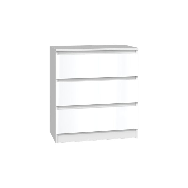foto del prodotto onlywood cassettiera malwa 3 cassetti m3 70 colore bianco lucido per casa per ufficio