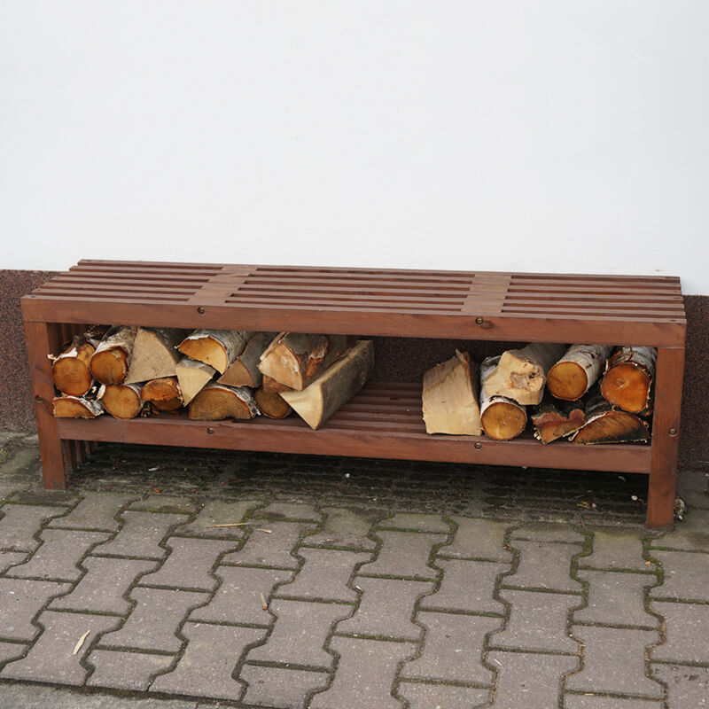 foto del prodotto onlywood panca da giardino in legno di pino oliato noce 118 x 33 x 45 cm con ripiano