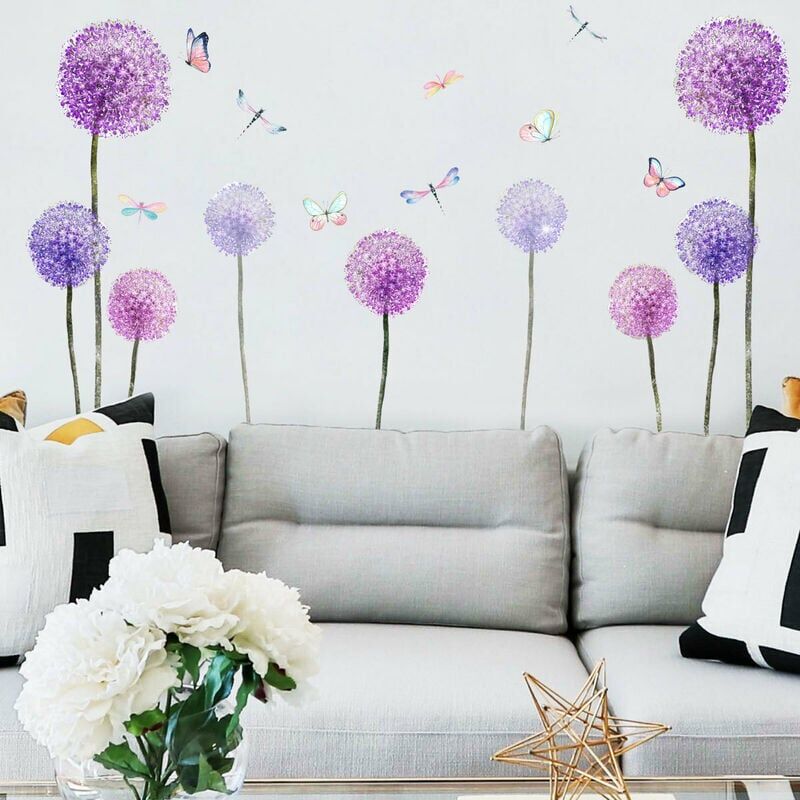 foto del prodotto ontway adesivi murali farfalla dente di leone viola soggiorno divano camera da letto sfondo muro adesivi decorazione casa