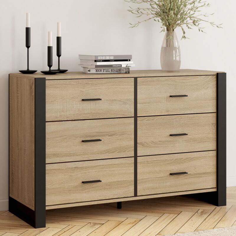 foto del prodotto onyx arc n de 6 cajones 115 cm madera y negro