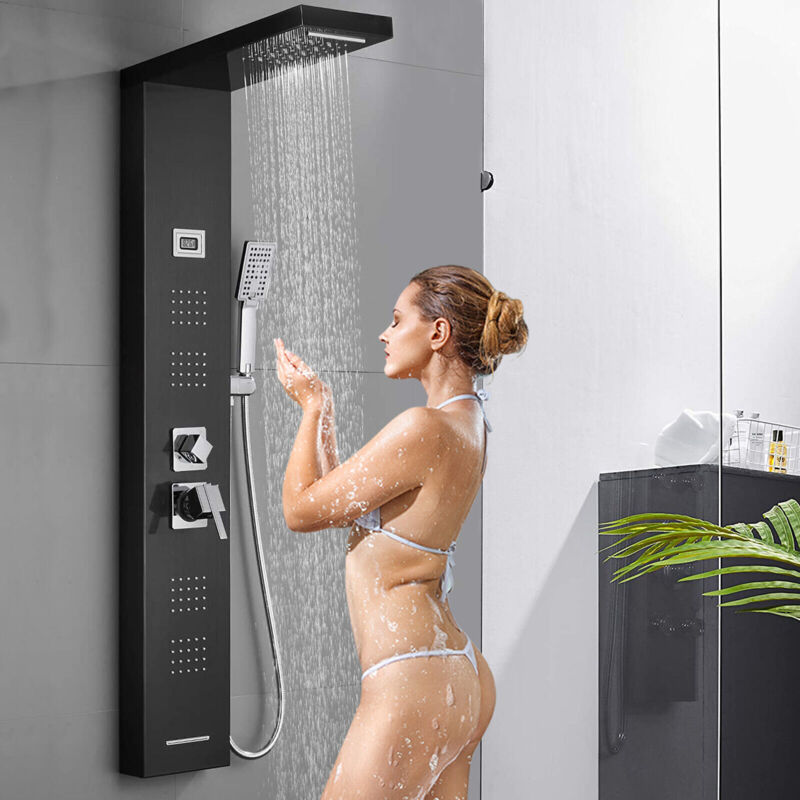 foto del prodotto onyzpily colonna doccia idromassaggio led pannello doccia idromassaggio con display lcd,304 acciaio inox,multifunzione con soffione