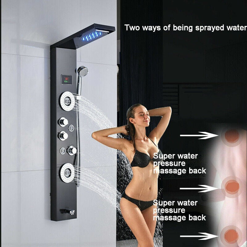 foto del prodotto onyzpily colonna doccia idromassaggio led pannello doccia idromassaggio con display lcd,304 acciaio inox,multifunzione con soffione
