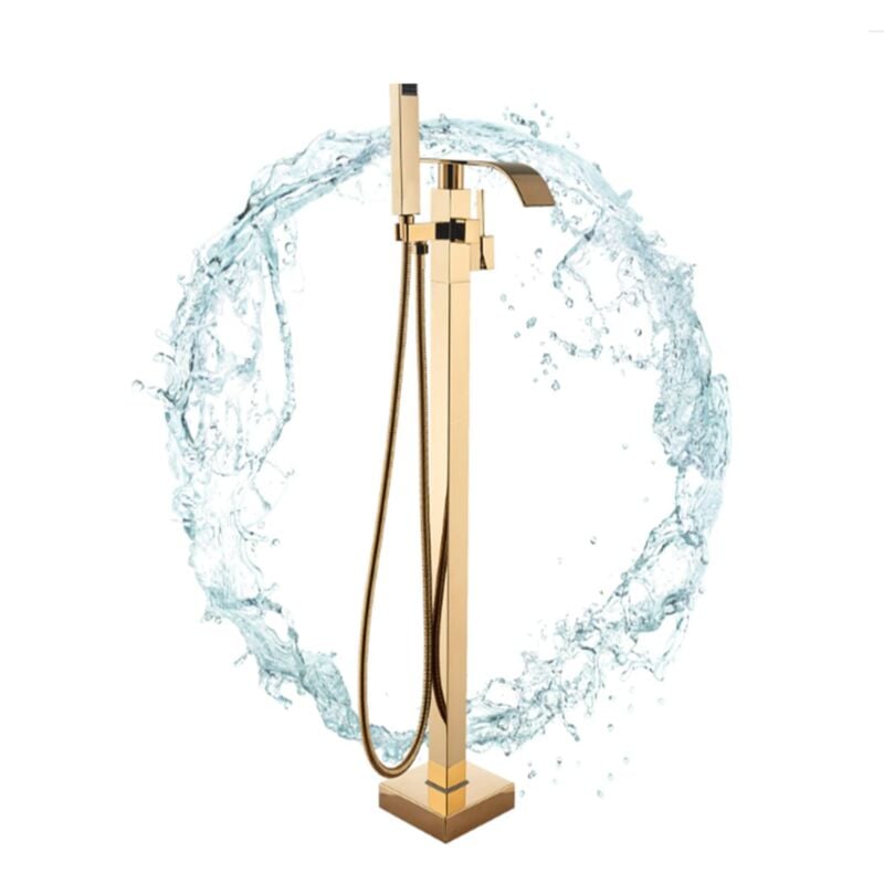 foto del prodotto onyzpily miscelatore per vasca da bagno cascata per doccia a pavimento miscelatore monocomando per vasca da bagno oro