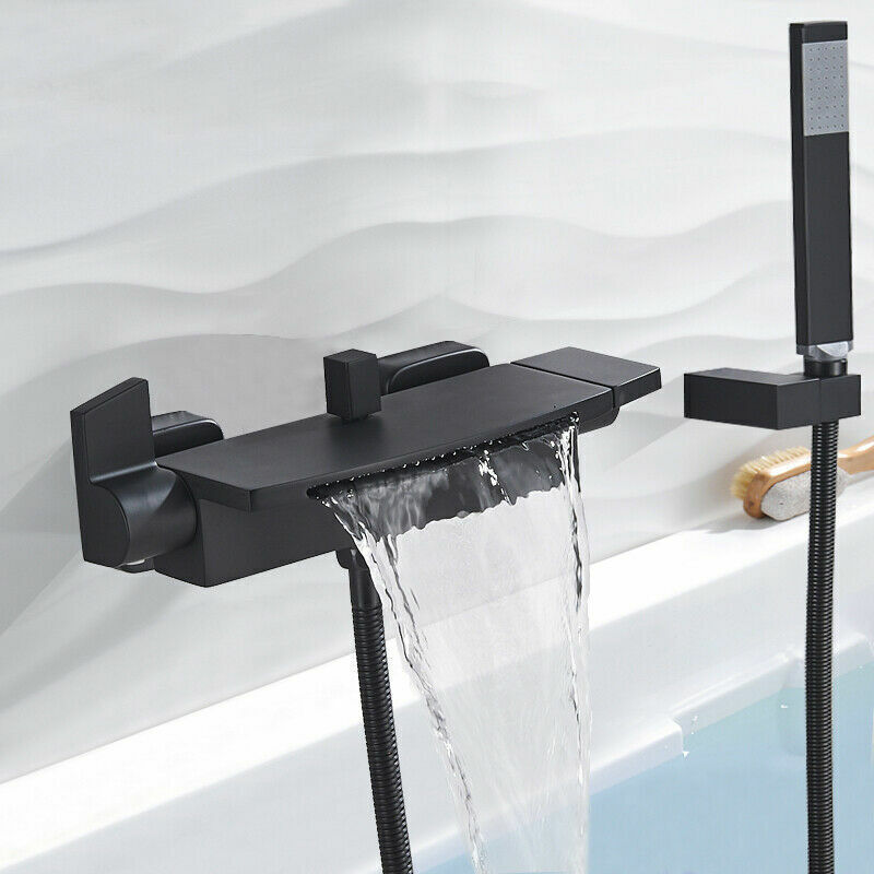 foto del prodotto onyzpily miscelatore vasca da bagno, nero rubinetto vasca da bagno ottone cromo, miscelatore vasca da bagno con doccetta, rubinetto per vasca da
