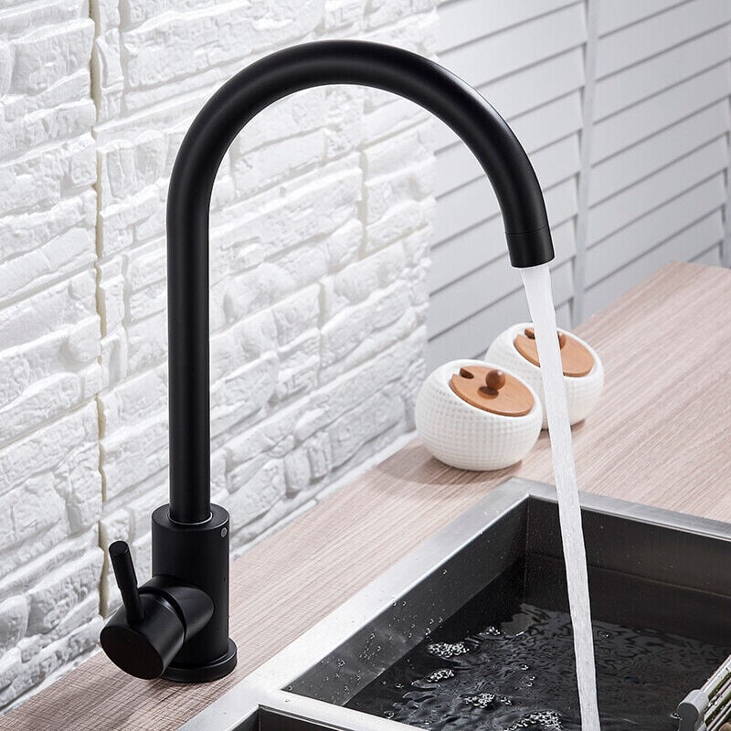 foto del prodotto onyzpily nero rubinetti cucina miscelatore cucina in acciaio inox orientabile a 360 ,miscelatore lavello monocomando lavello acqua fredda calda per