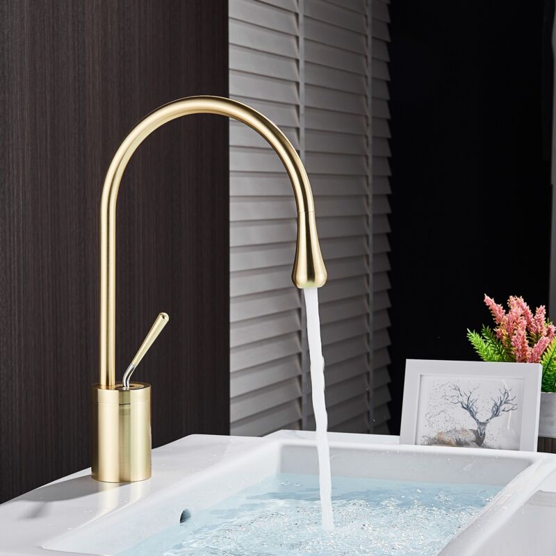 foto del prodotto onyzpily rubinetti bagno,oro spazzolato regolabili rubinetteria bagno lavabo con girevole a 360 miscelatore monocomando con valvola in ceramica di