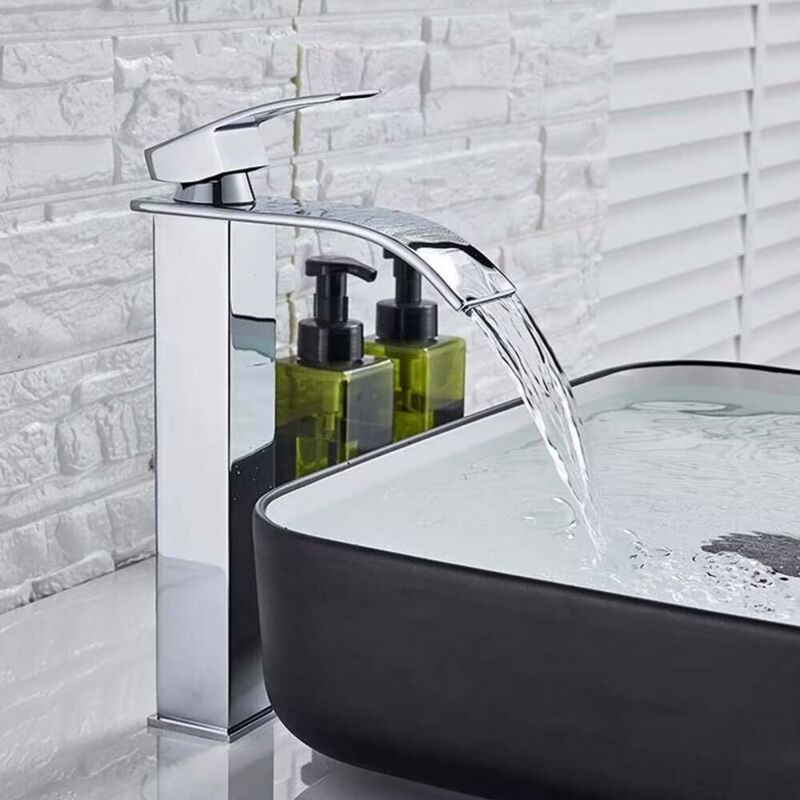 foto del prodotto onyzpily rubinetto alta a cascata per lavabo miscelatori monocomando per lavabi cromato