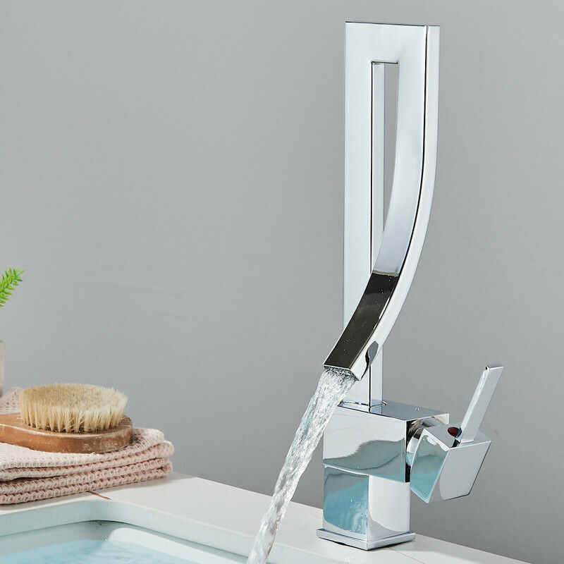 foto del prodotto onyzpily rubinetto bagno lavabo alto cromato rubinetto miscelatore con girevole bocca spruzzatore per lavabo a freddo e caldo con monocomando
