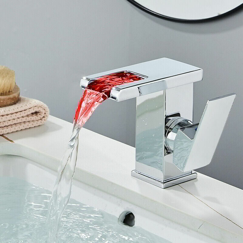 foto del prodotto onyzpily rubinetto bagno lavabo,led miscelatore lavabo bagno,regolabile caldo freddo,rubinetto bagno in acciaio inox,con 3 8 pex tubo di ingresso