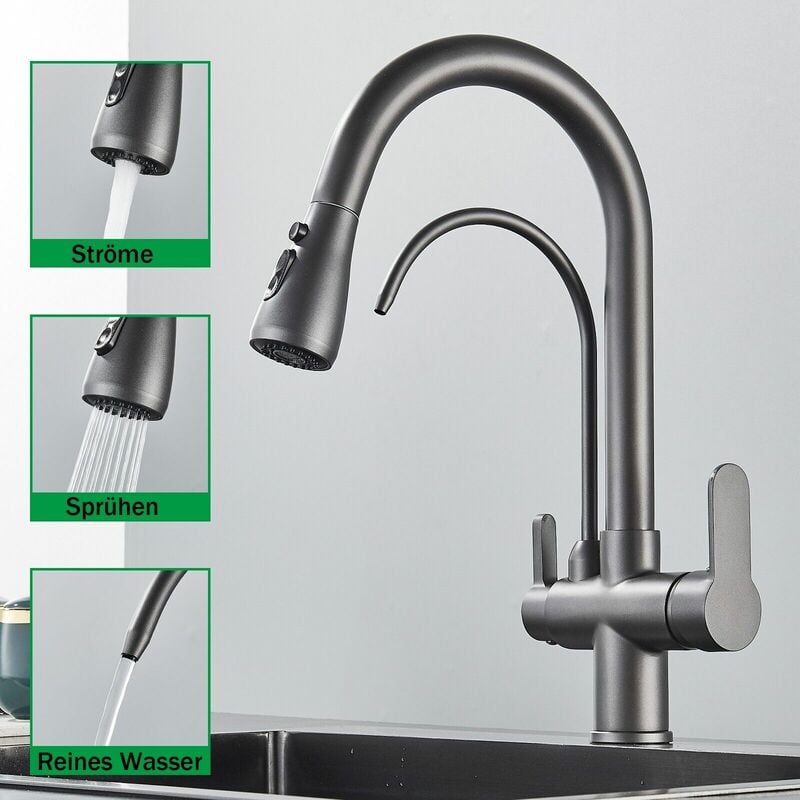 foto del prodotto onyzpily rubinetto bagno lavabo miscelatore, nero rubinetti bagno monocomando in acciaio inox per lavabo, anti spruzzo con miscelazione acqua calda