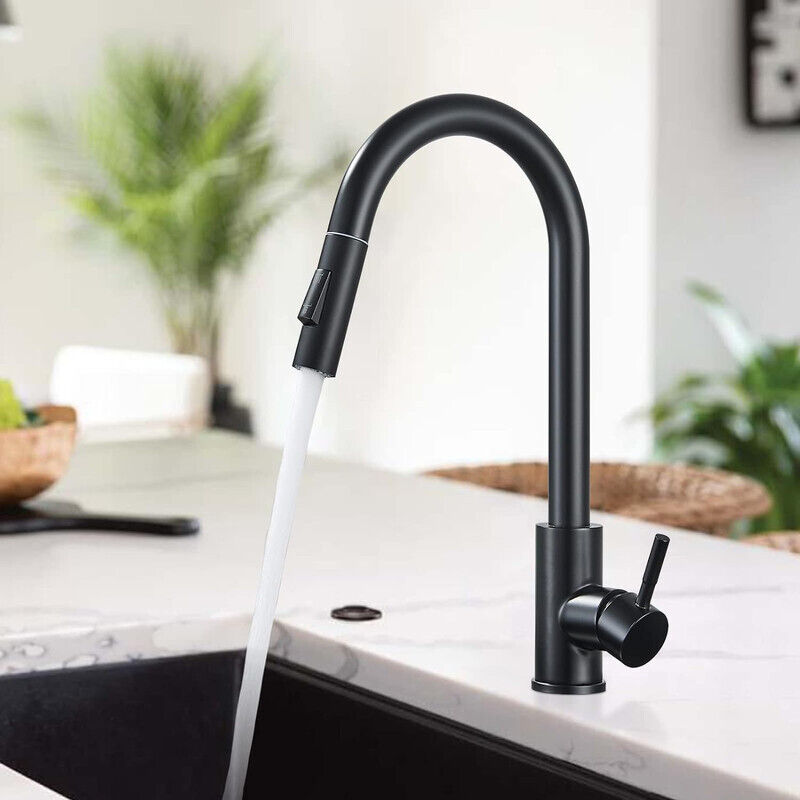 foto del prodotto onyzpily rubinetto cucina, nero rubinetto cucina con beccuccio flessibile, rubinetto miscelatore cucina con 2 spruzzi, rubinetto alta pressione