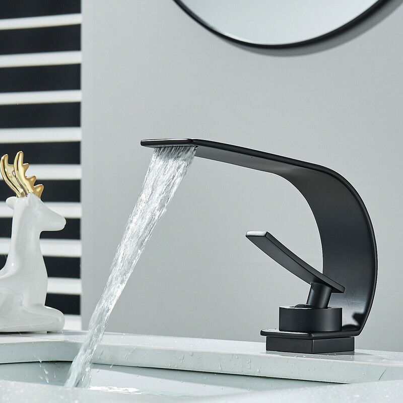 foto del prodotto onyzpily rubinetto per lavabo da bagno con maniglia quadrata in ottone miscelatore a freddo e caldo con monocomando cromo nera