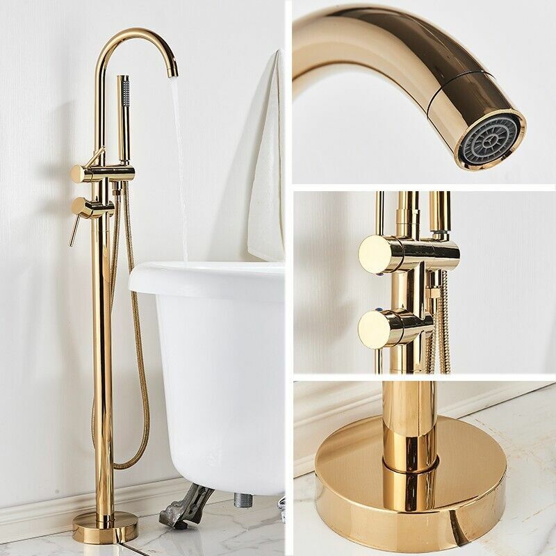 foto del prodotto onyzpily rubinetto per vasca freestanding miscelatore acqua calda e fredda monocomando miscelatore doccia vasca ottone,oro