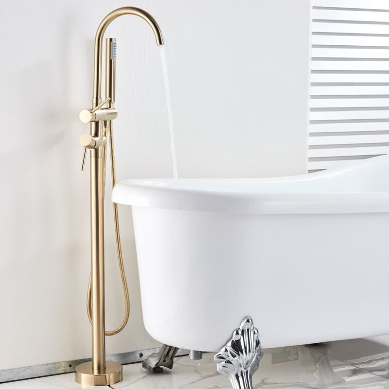 foto del prodotto onyzpily rubinetto per vasca freestanding,rubinetto per vasca da terra con doccetta rotazione a 360 rubinetto vasca da bagno freestanding ottone