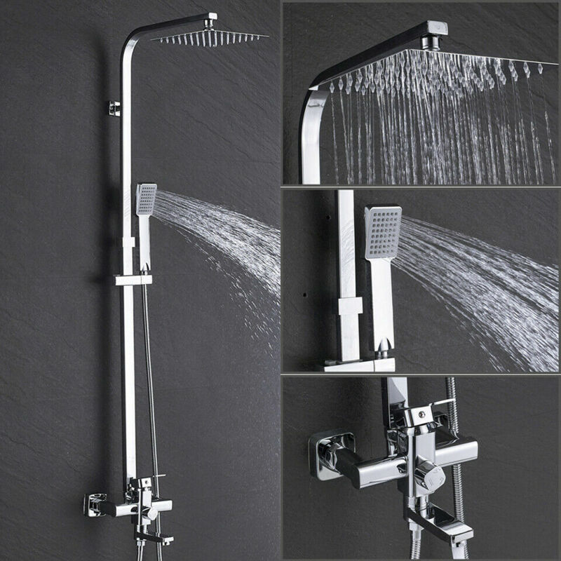 foto del prodotto onyzpily sistema doccia miscelatore per vasca acciaio inox colonna doccia regolabili asta doccia saliscendi,con soffione doccia quadrata cromo