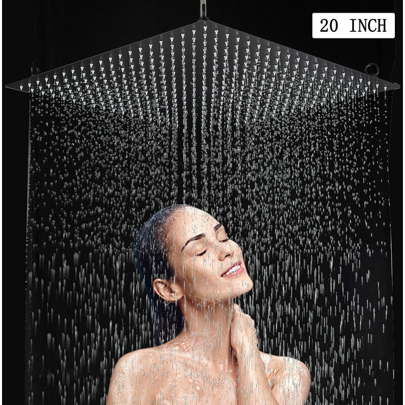 foto del prodotto onyzpily soffione doccia fisso a pioggia,50 50 cm soffione doccia grande ad alta pressione,nero soffione doccia anticalcare in acciaio inox