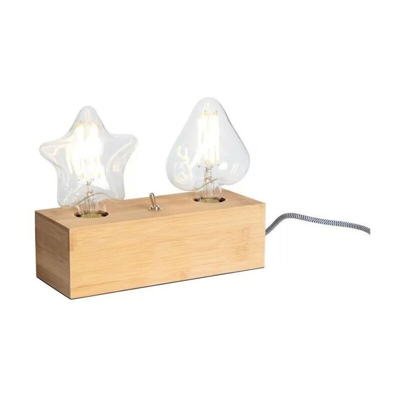 foto del prodotto opjet 011409 lampada da tavolo eureka con doppio attacco e27 in bamboo 26x10x8cm