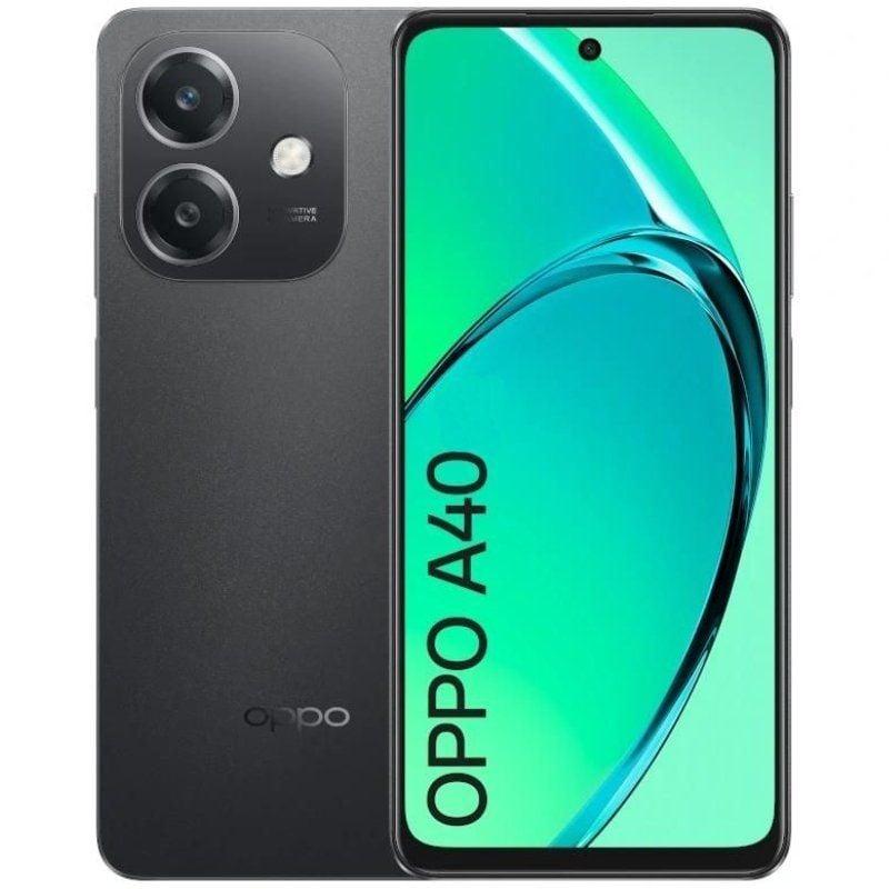 foto del prodotto oppo a40 smartphone, fotocamera ai 50mp, selfie 5mp, display 6.67 90hz lcd hd , 5100mah, ram 4 esp 8gb 4gb virtuali rom 128gb, ip54, versione italia , sparkle black