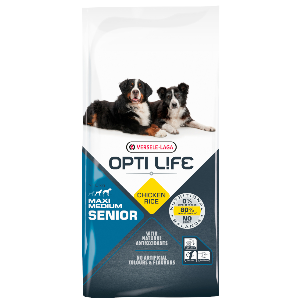foto del prodotto opti life senior medium &amp; maxi pollo e riso - 12,5 kg
