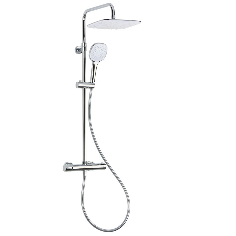 foto del prodotto optima colonna doccia con miscelatore termostatico, soffione xxl 250 mm, doccetta a 3 getti, bianco cromo sstz 