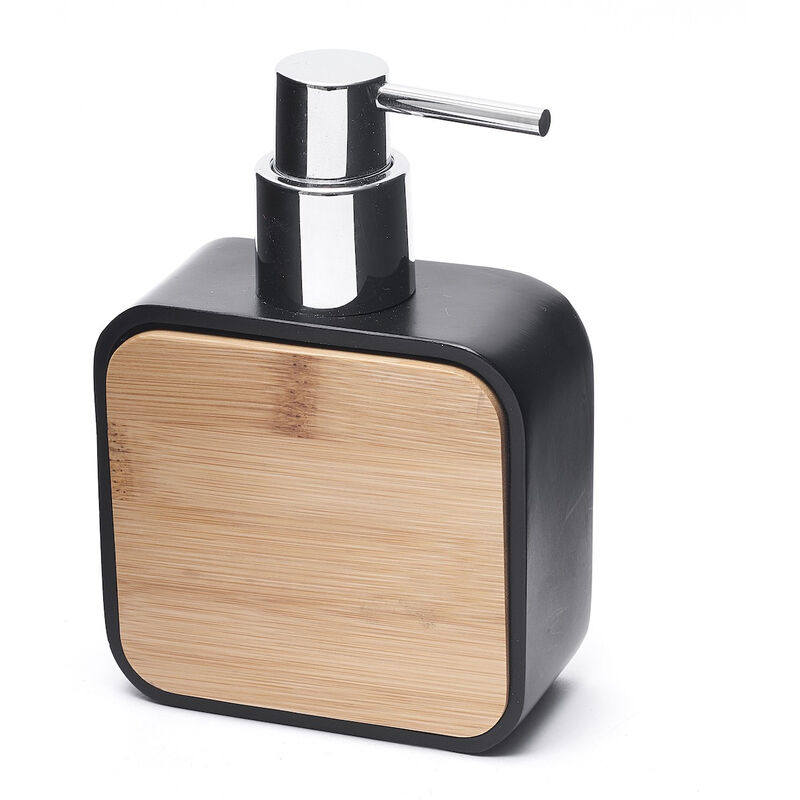 foto del prodotto optima hombre dispenser di sapone in poliresina e legno di bamb , nero hom99 