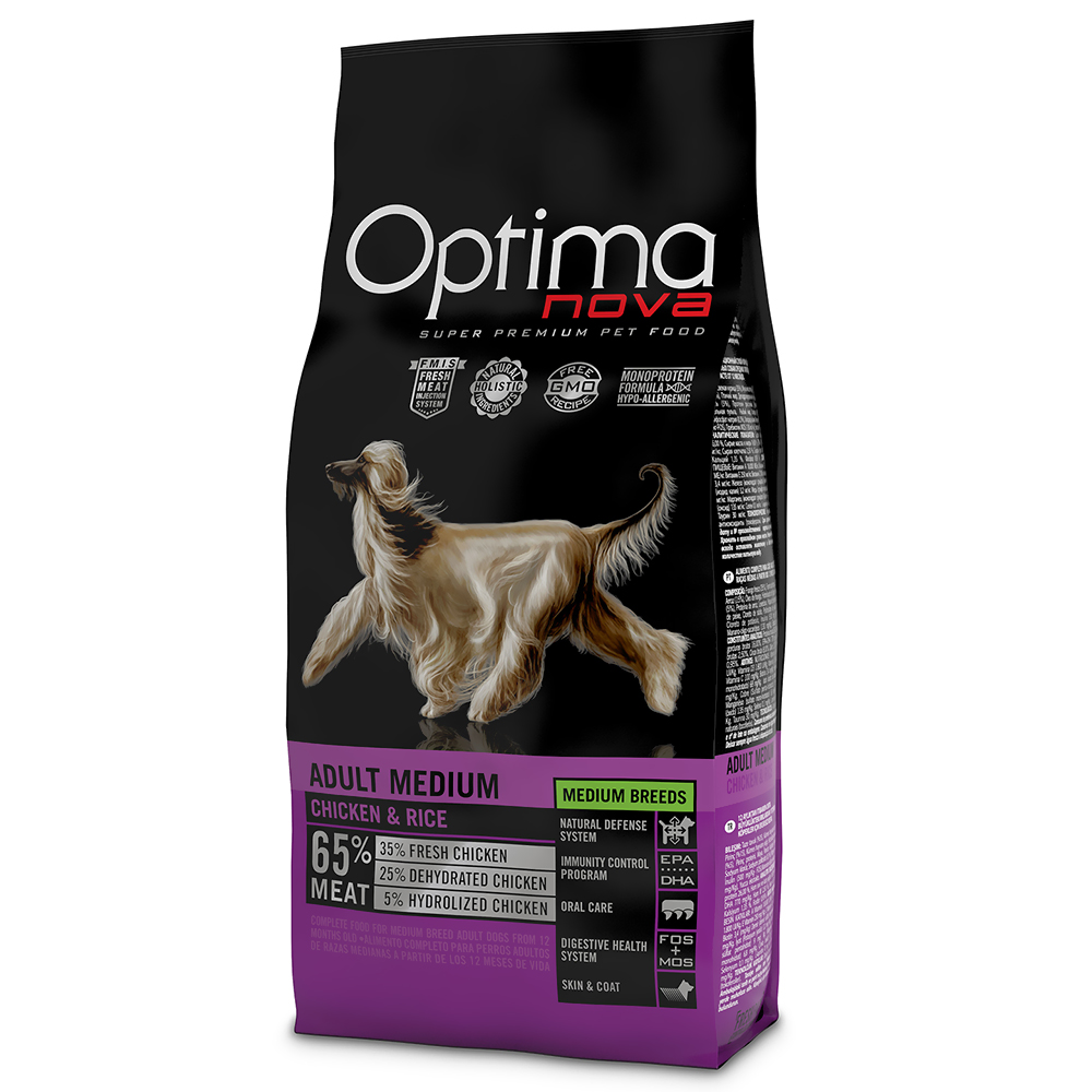 foto del prodotto optimanova medium adult pollo riso 12 kg