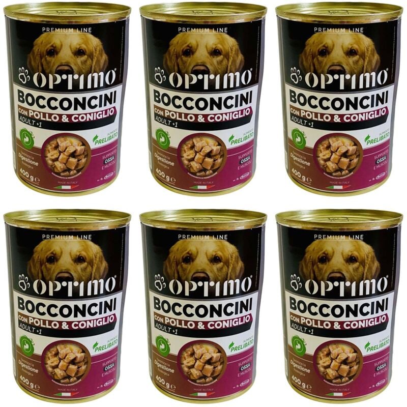 foto del prodotto optimo kit set 6 pz bocconcini per cane al gusto pollo e coniglio da 400 gr