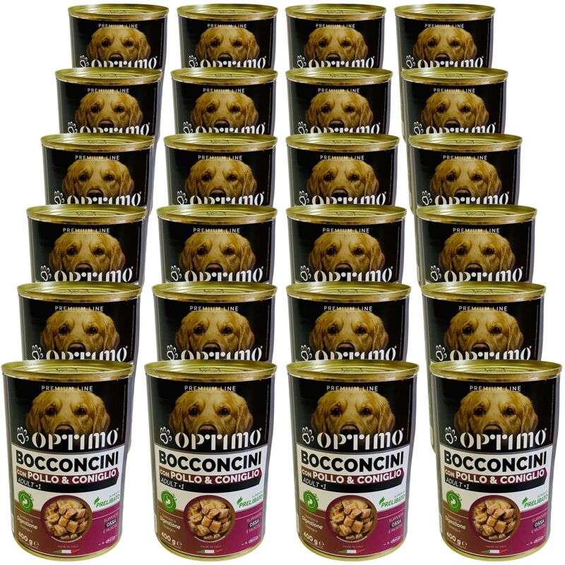 foto del prodotto optimo set 24 bocconcini per cane al gusto pollo e coniglio da 400 gr