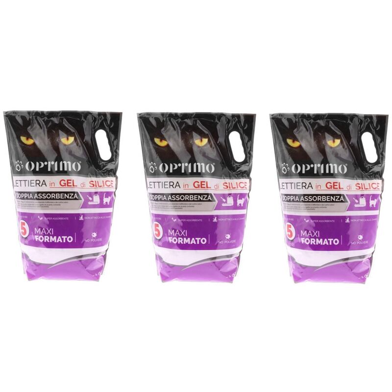 foto del prodotto optimo set 3 lettiere per animali in gel di silice con assorbenza di 5 lt