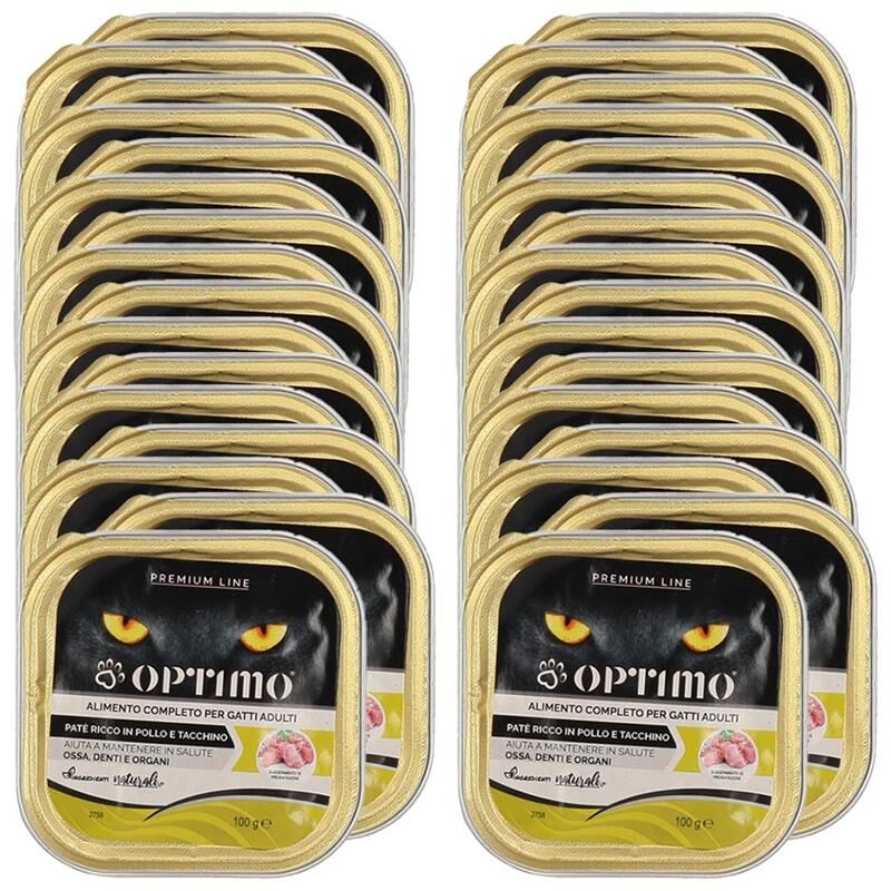 foto del prodotto optimo set 32 pat per gatto in confezione da 100 gr gusto pollo e tacchino