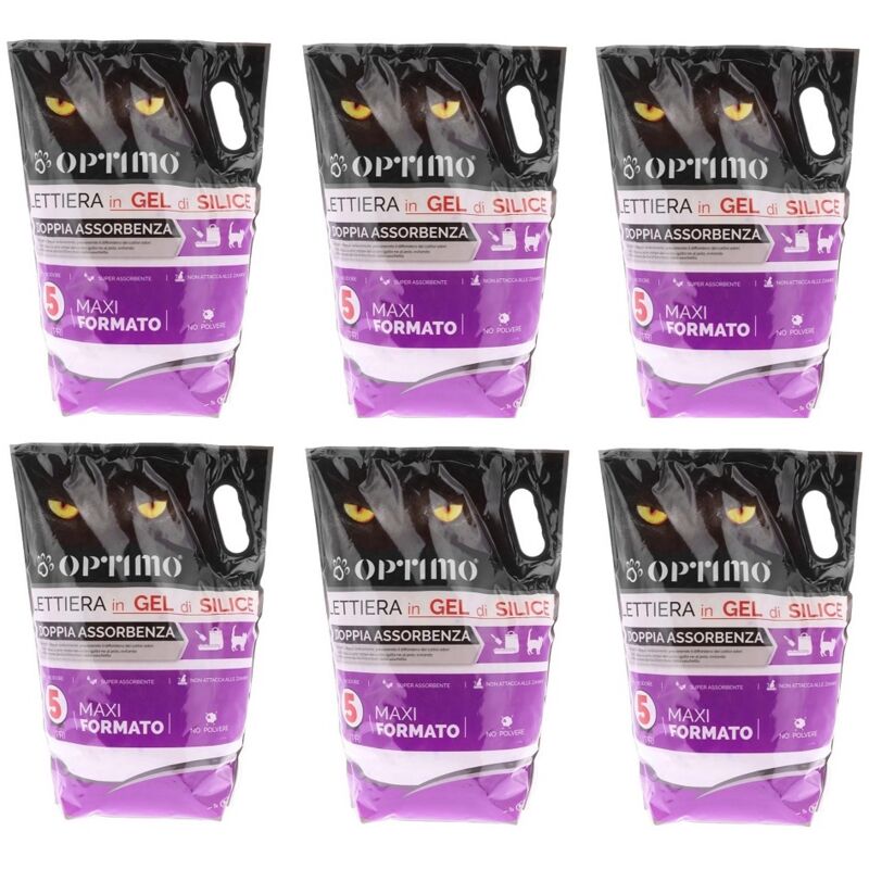 foto del prodotto optimo set 6 lettiere per animali in gel di silice con assorbenza di 5 lt