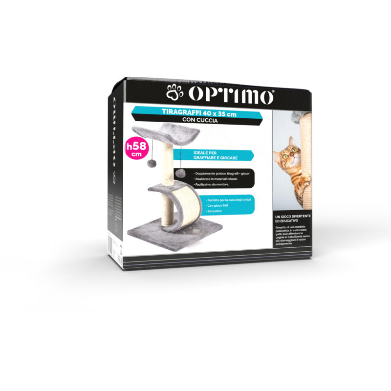 foto del prodotto optimo tiragraffi con cuccia 40 x 35 x h 58 cm grigio e beige
