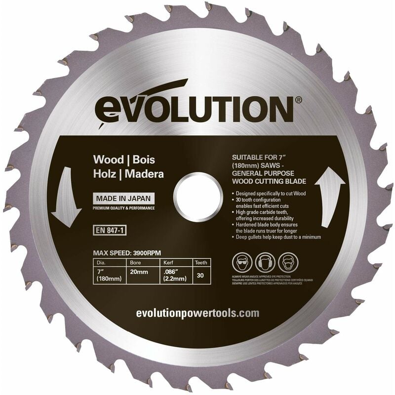 foto del prodotto optimum evolution evoblade wd lama per sega circolare 180 mm, per legno, punte in carburo di tungsteno