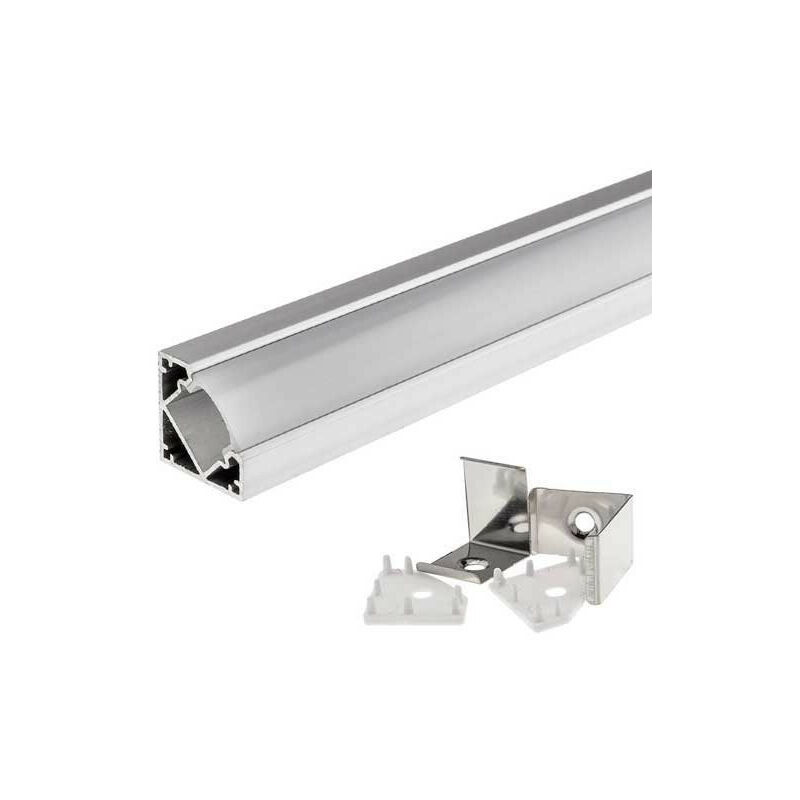 foto del prodotto optonica profilo in alluminio grigio angolato 45 per nastro led 1m
