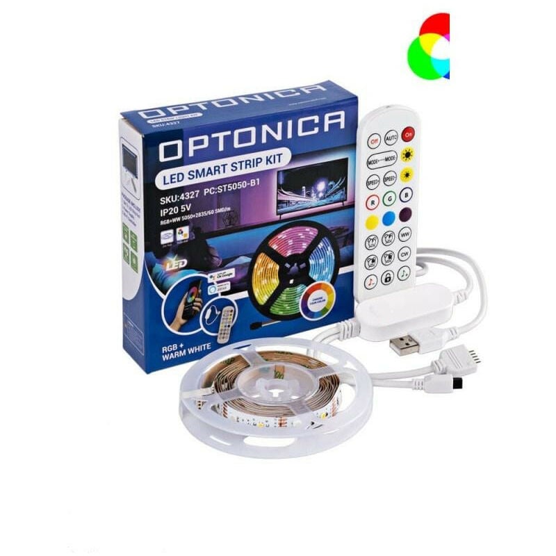 foto del prodotto optonica striscia led 6w dc 5v 60 smd m lunghezza 2m rgb bianco caldo