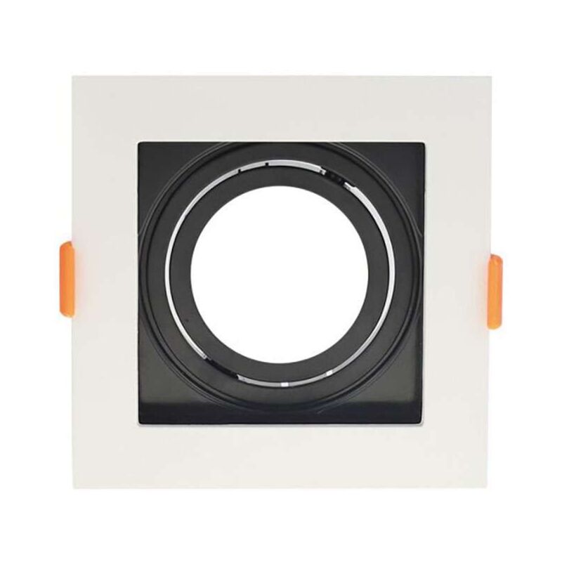 foto del prodotto optonica supporto spot da incasso fisso gu10 mr16 102x102mm quadrato bianco e nero max 35w