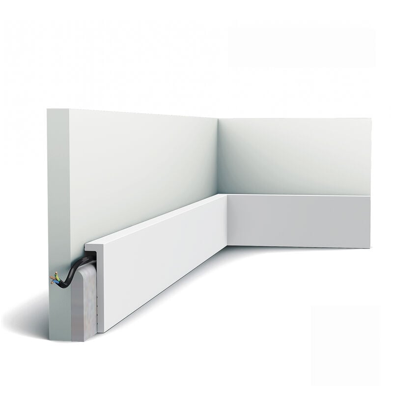 foto del prodotto orac battiscopa decor sx171 ral9003 axxent square modanatura modanatura aspetto stucco cornice di copertura preverniciata design moderno bianco