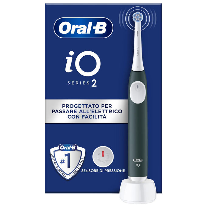 foto del prodotto oral-b io 2 spazzolino elettrico verde con 1 testina di ricambio e micro-vibrazioni