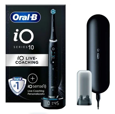 foto del prodotto oral-b spazzolino elettrico ricaricabile io 10 nero 1 testina, 1 custodia da viaggio ricaricabile, 1 caricatore io sense