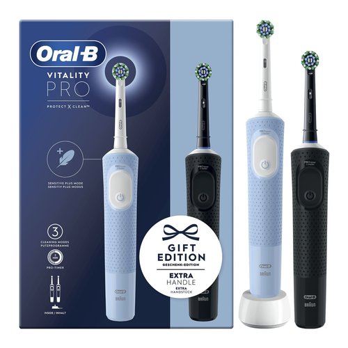 foto del prodotto oral b vitality pro duo adulto spazzolino rotante oscillante nero, blu, bianco