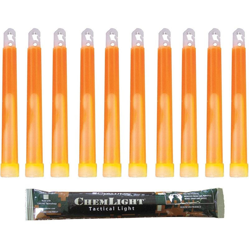 foto del prodotto orange military grade 6 chemlight lightstick 15cm, ultra alta intensit 5 minuti 10 pack cyalume
